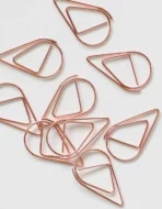 Close-up of teardrop paperclip detail on textured cotton card stock