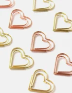 Heart shaped paperclips in gold finish for wedding invitations